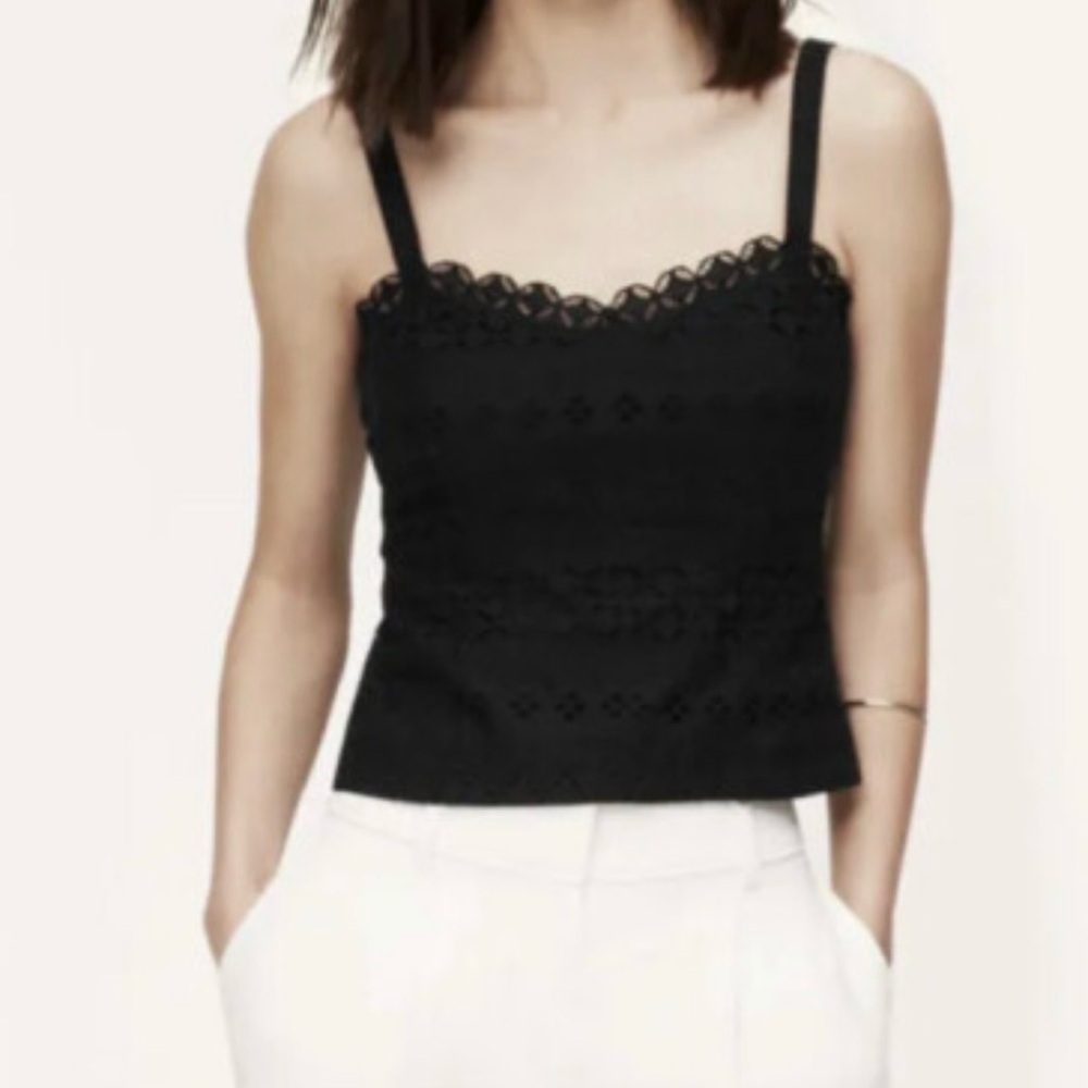 LOFT Black Eyelet Lace Camisole Tank
